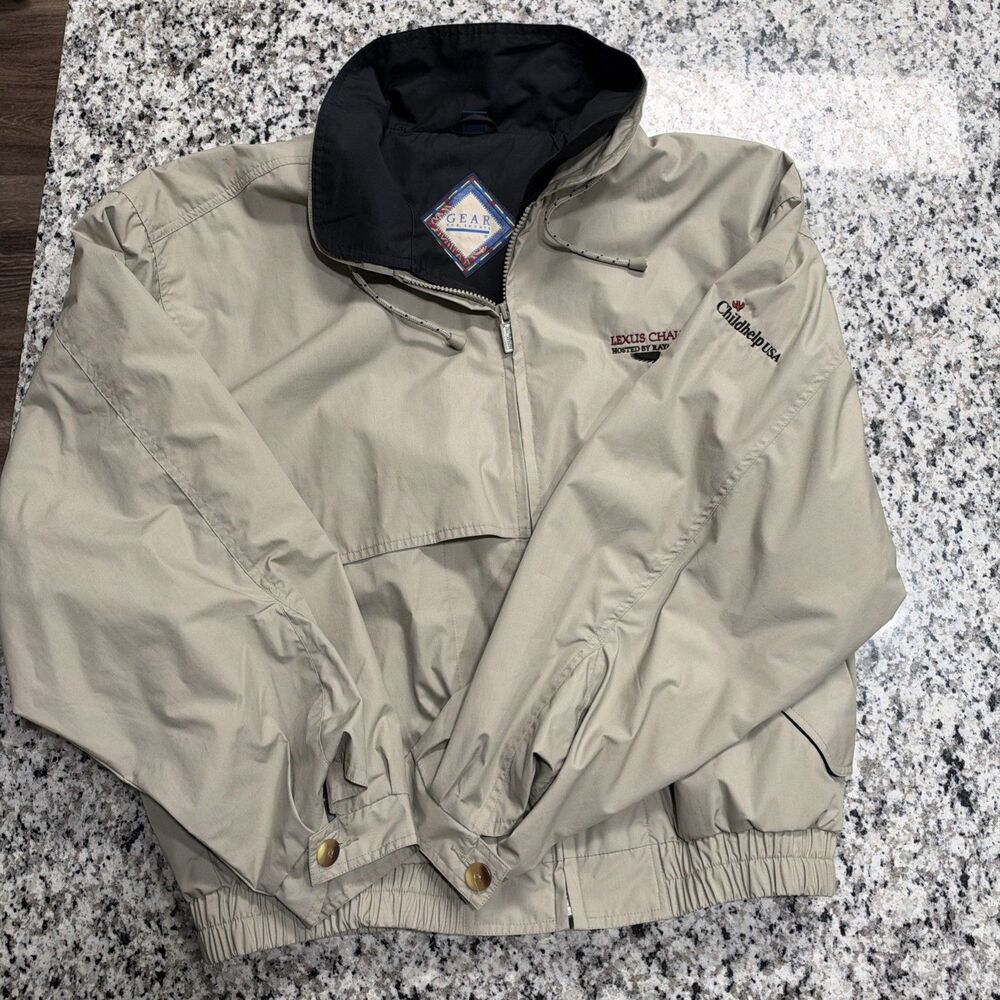 VTG Gear For Sports Lexus Challenge Golf Jacket Men Large 90s Windbreaker Khaki